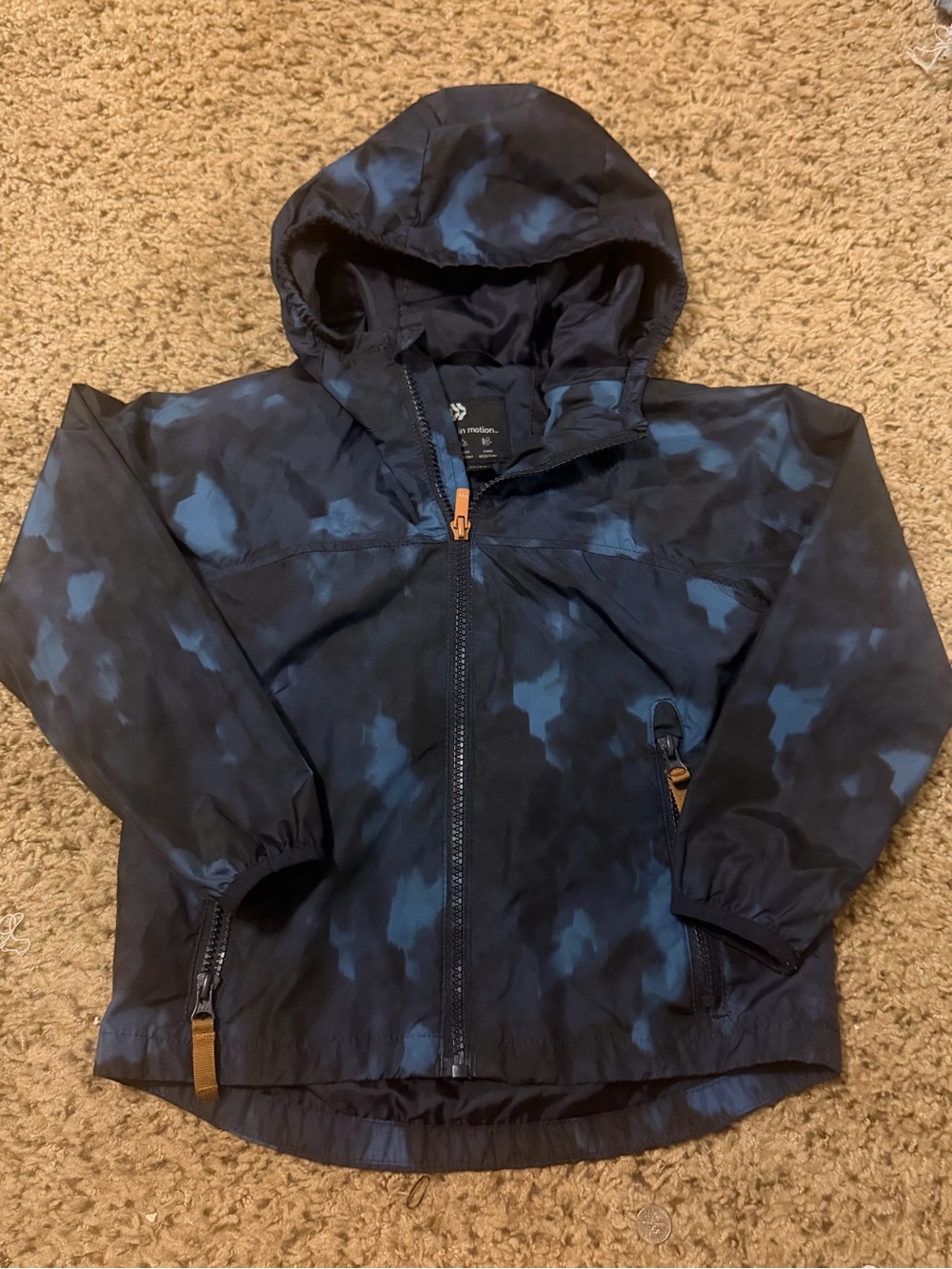 all in motion Boys Navy Blue Camo Hooded Rain Jacket